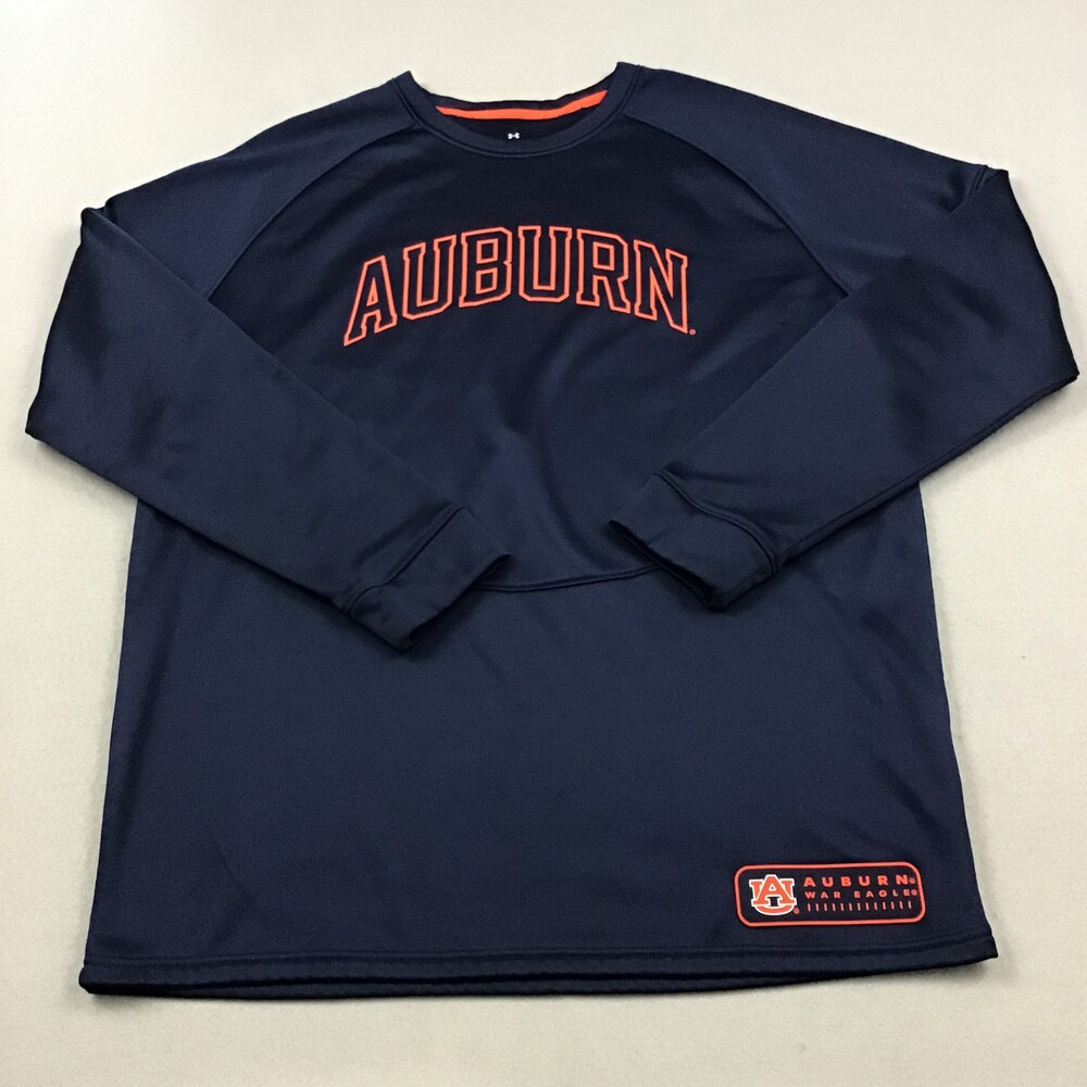 Auburn Tigers Sweatshirt Men Large Blue Under Armour Pullover Crewneck NCAA L